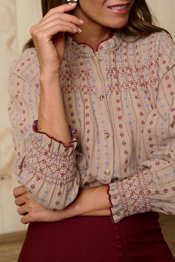 Polín Et Moi Camisa bordada Vega Estampado beige