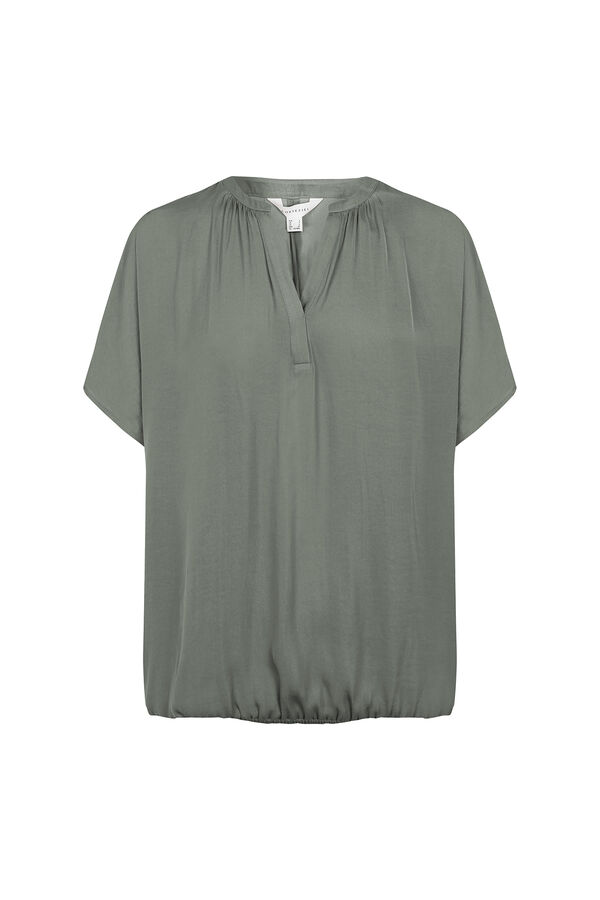 Cortefiel Blusa acetinada de manga curta Verde