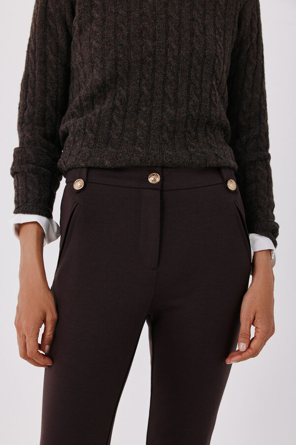 Cortefiel Pantal&oacute;n de mujer de punto roma Marr&oacute;n oscuro