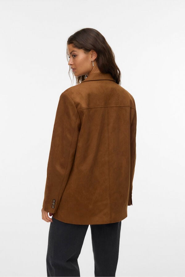 Vero Moda Casaco curta com efeito camurça Castanho