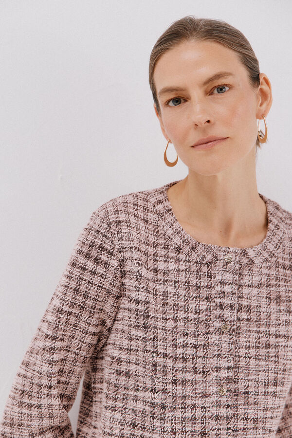 Cortefiel Tweed cardigan Dark brown