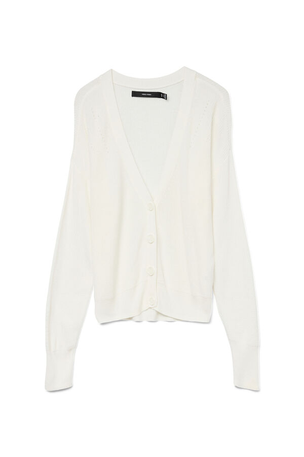 Vero Moda Casaco de malha de manga comprida com gola em bico Branco