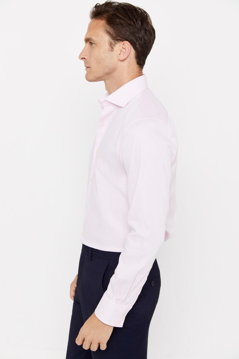 Cortefiel Easy-iron structure dress shirt Pink