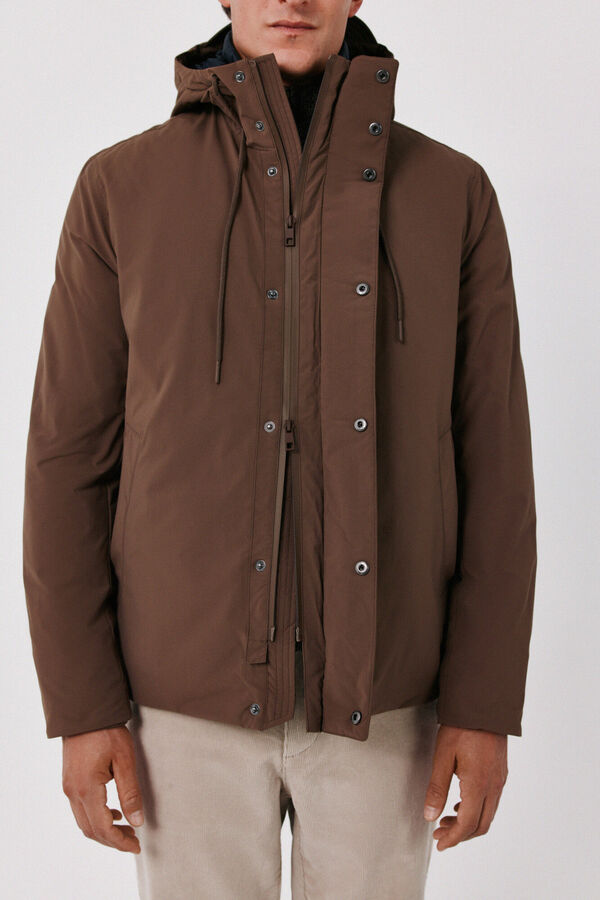 Cortefiel Short hooded parka Beige
