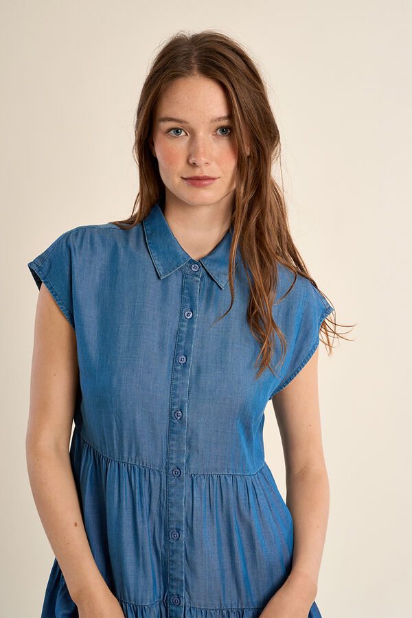 Molly Bracken Vestido de manga curta com folhos Azul