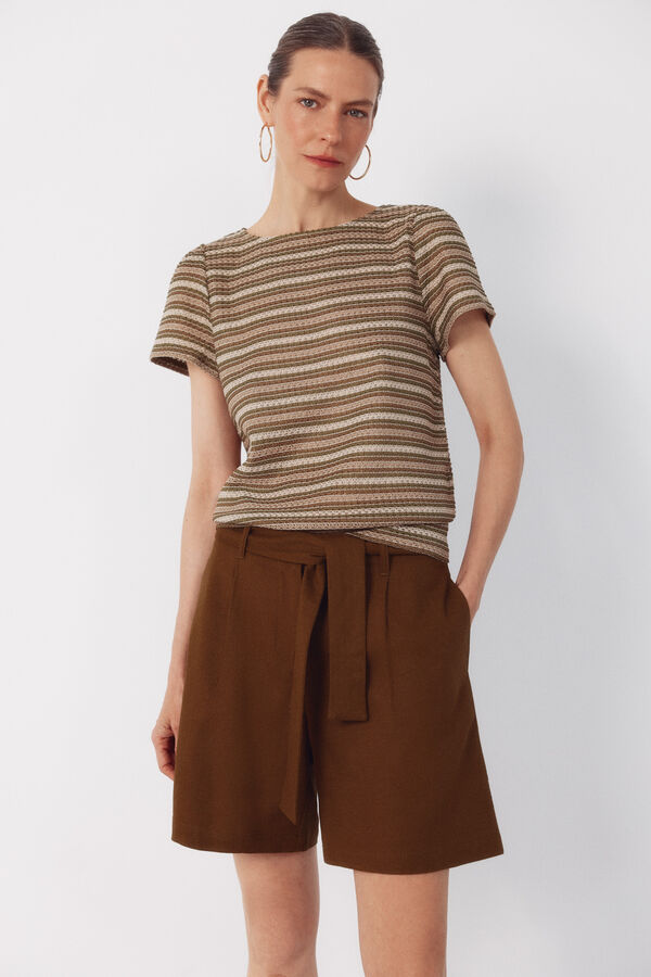 Cortefiel Linen bermuda shorts shorts Kaki