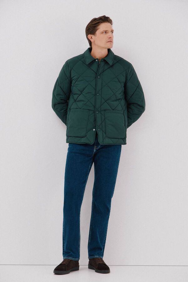 Cortefiel Quilted overshirt Dark green