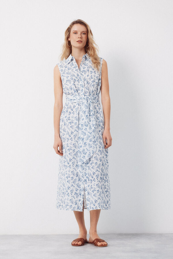 Cortefiel Gingham shirt dress Printed blue