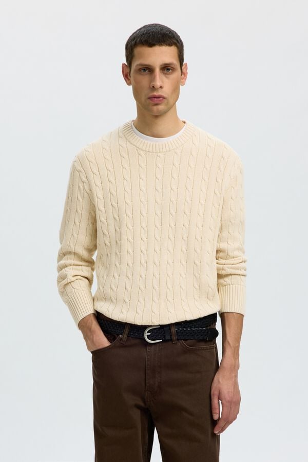 Selected Camisola de oitos 100% algod&atilde;o org&acirc;nico Tostado