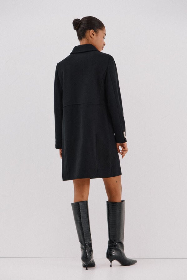 Cortefiel Coat with golden buttons Black
