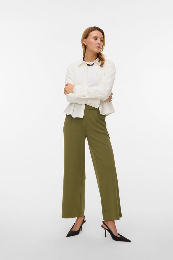 Vero Moda Cal&ccedil;as compridas com bot&otilde;es Verde