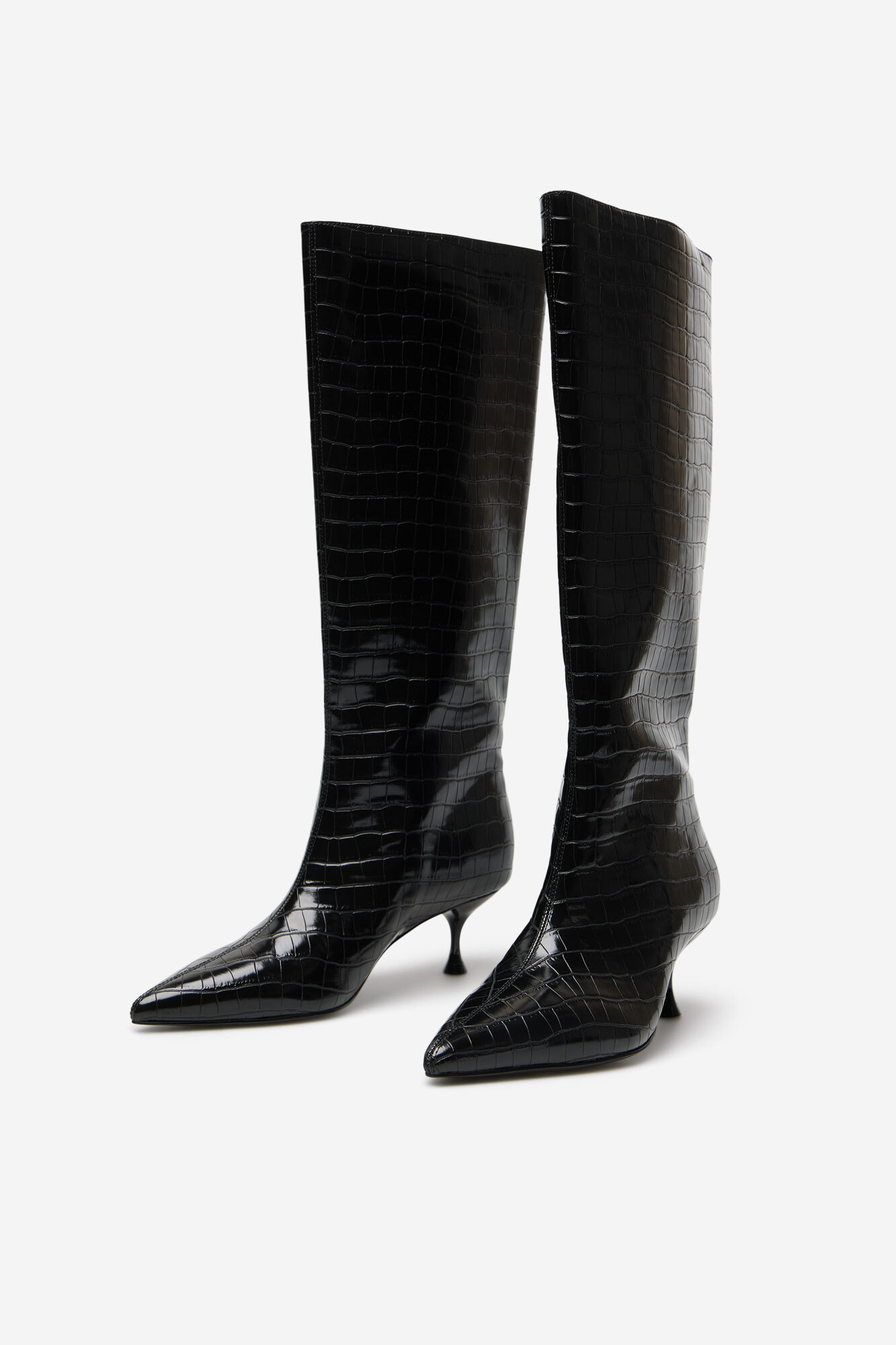 Cortefiel Coconut-effect kitten-heeled boot