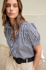 Pol&iacute;n Et Moi Camisa vichy Leira Preto
