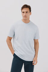 Cortefiel Plain slub t-shirt Blue