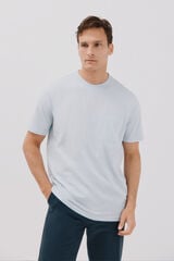 Cortefiel Plain slub t-shirt Blue
