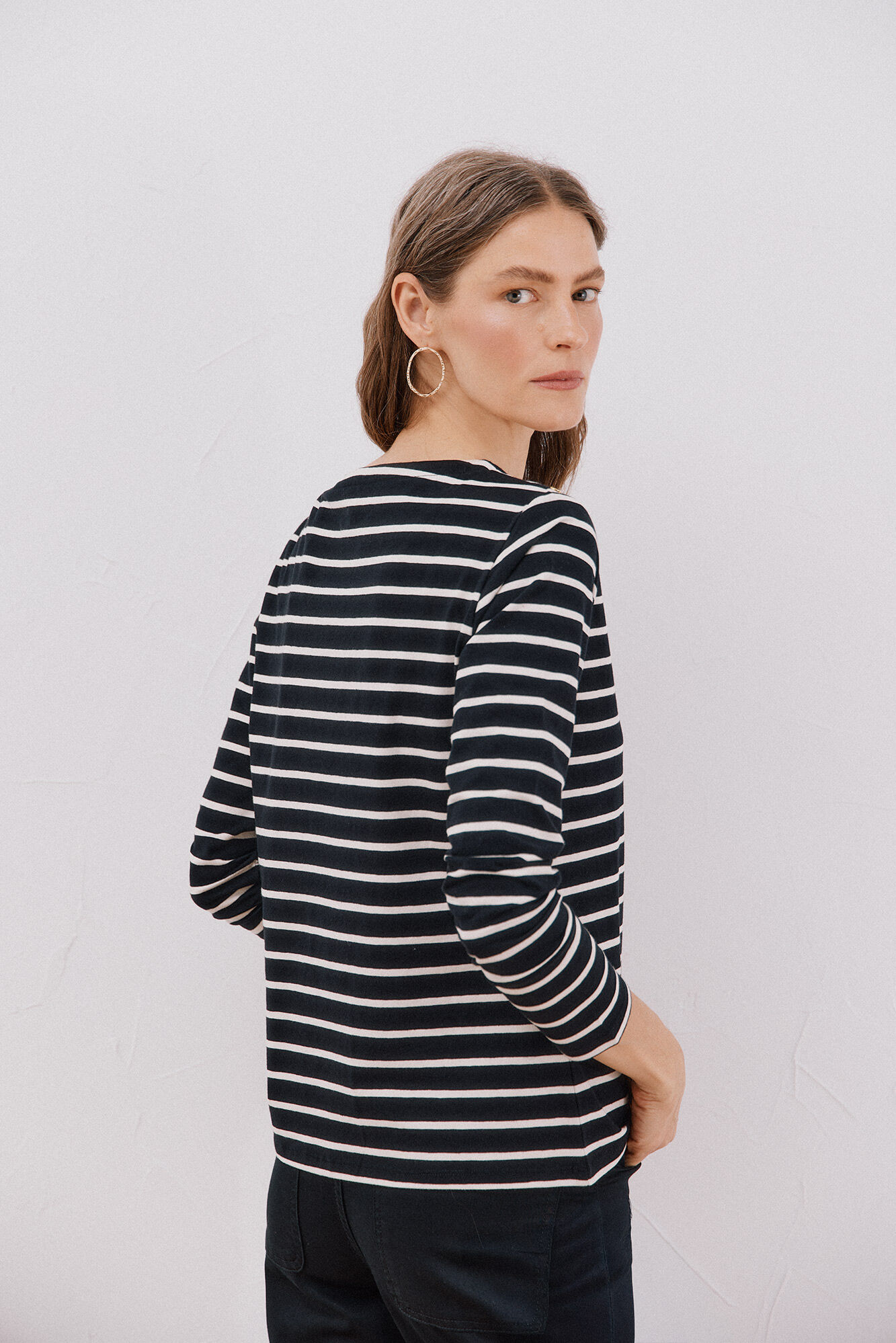 Cortefiel Boat neck T-shirt with buttons