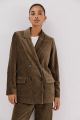 Cortefiel Blazer de mujer cruzada de pana Verde