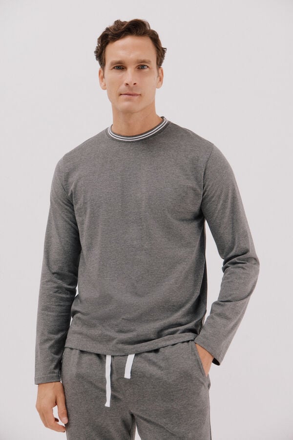 Cortefiel Jersey-knit pyjama set Dark grey