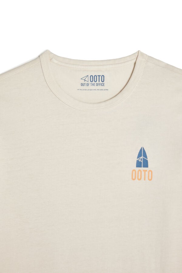 Cortefiel OOTO logo print T-shirt Ivory