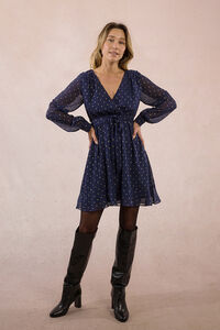 Molly Bracken Vestido corto de manga larga estampado