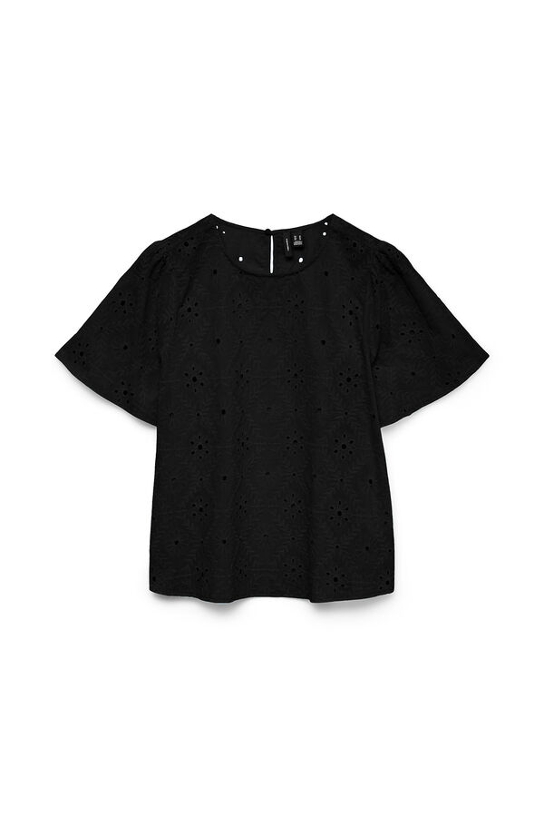 Vero Moda Short sleeve top with openwork lace Black