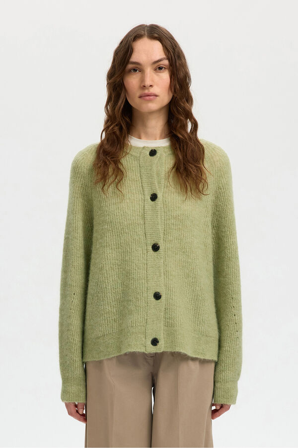 Selected Casaco de malha em lã e alpaca Verde