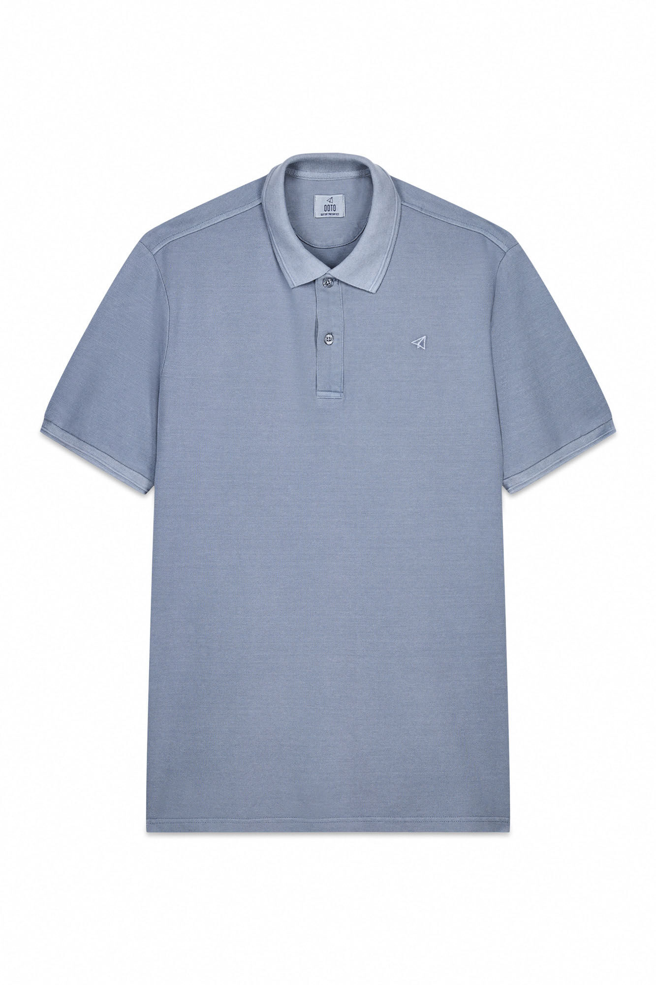 OOTO Camisa polo piqu&eacute; lavada com bordado de avi&atilde;o