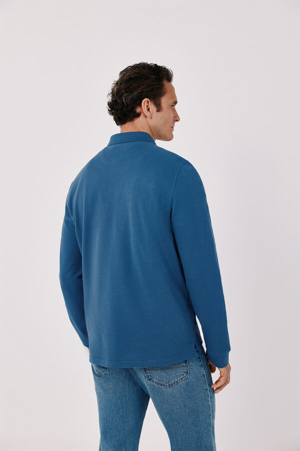 Cortefiel Basic long sleeve polo shirt Blue
