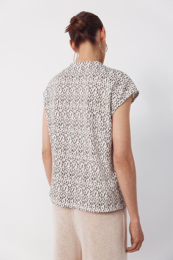 Cortefiel Openwork jersey-knit t-shirt Blue