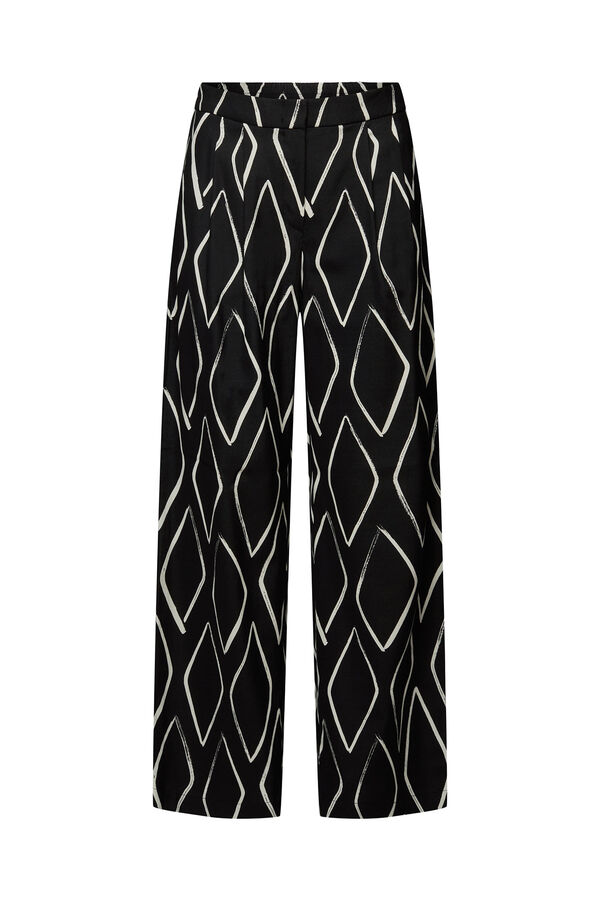 Cortefiel Printed wide leg trousers in LENZING viscose™ ECOVERO viscose™ Black