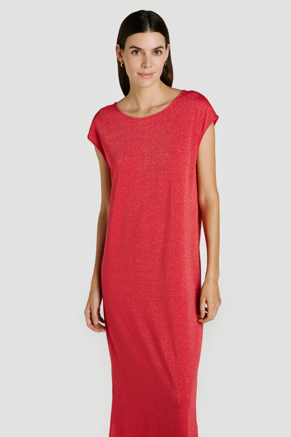 Vila Lurex long dress Coral