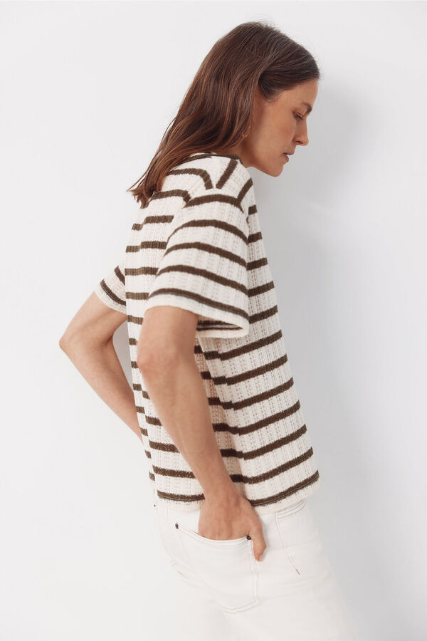 Cortefiel Polo shirt with striped structure Kaki