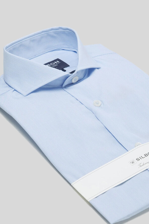 Cortefiel Camisa vestir mini rayas puño simple azul