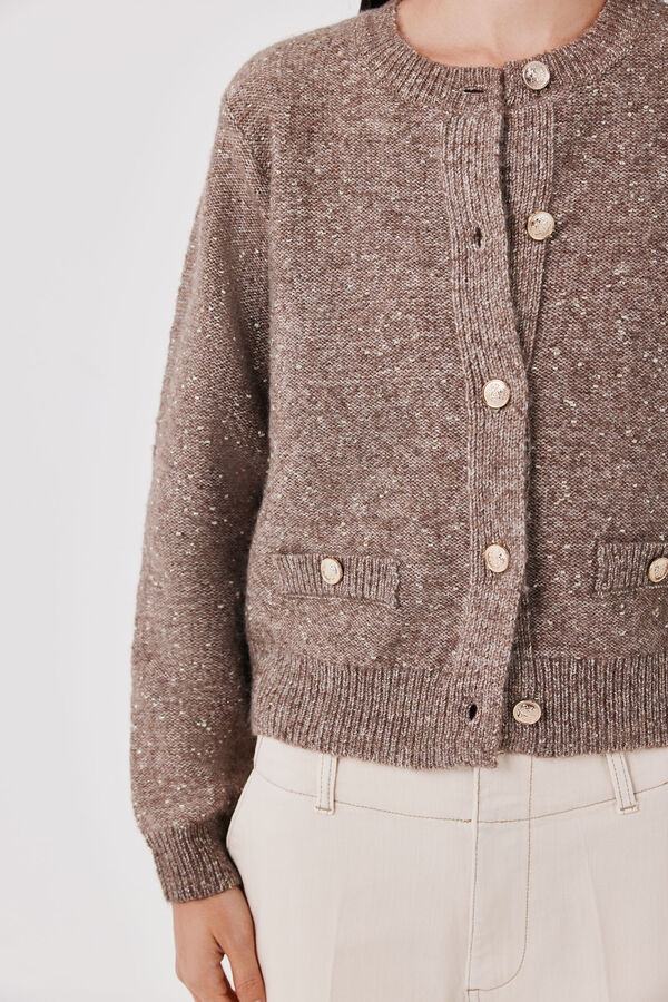 Cortefiel Short button jacket Dark brown