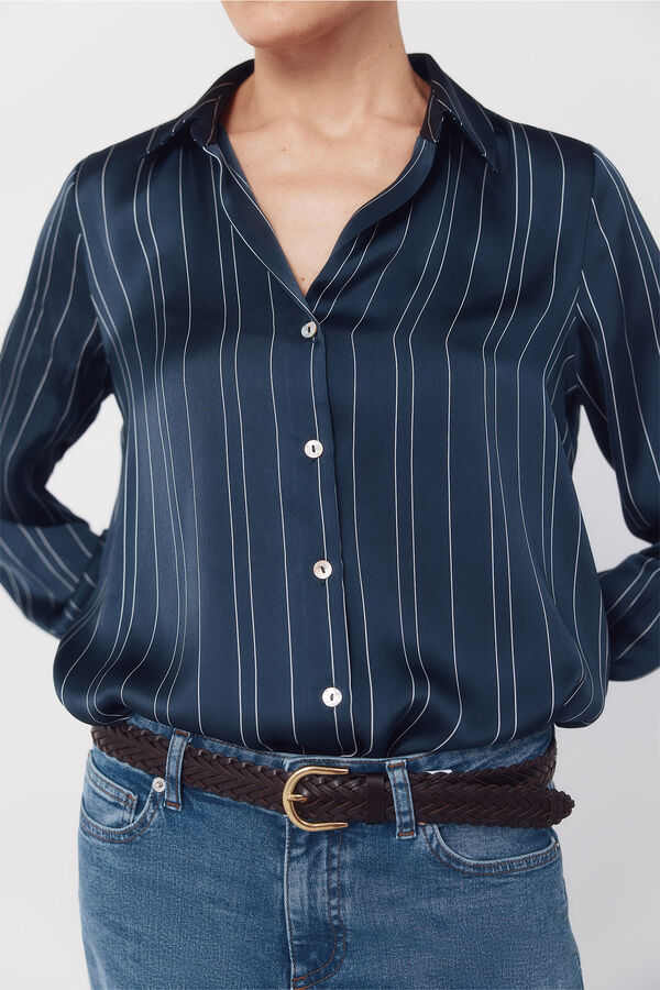 Cortefiel Satin-finish shirt Printed blue