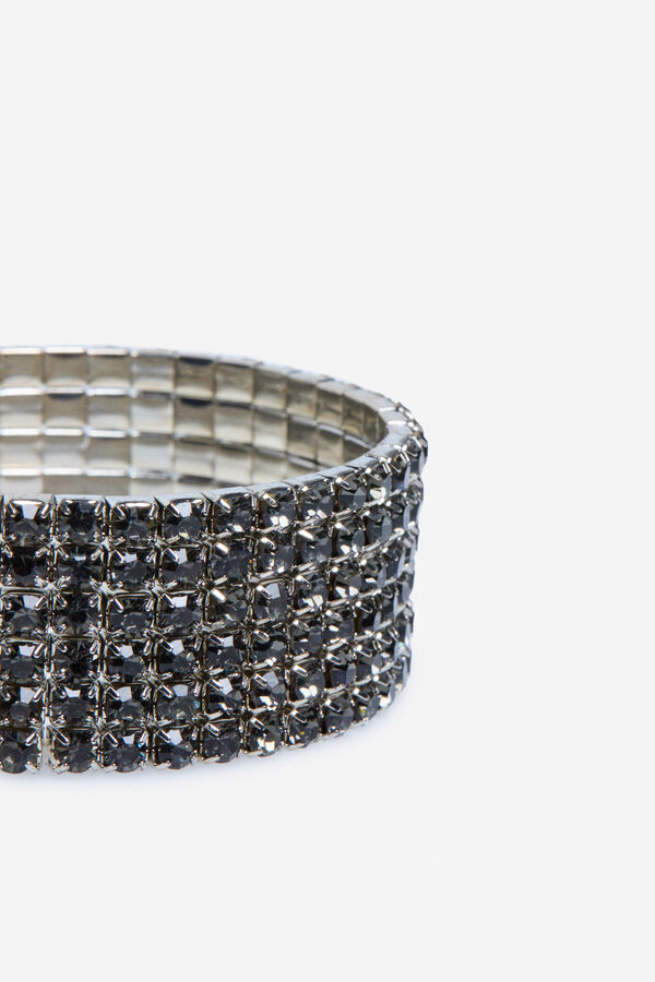 Cortefiel Pulsera elástica strass Gris