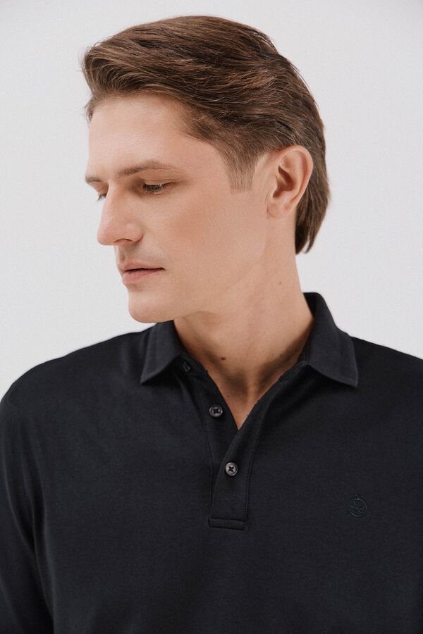 Cortefiel Polo refinado manga larga Negro