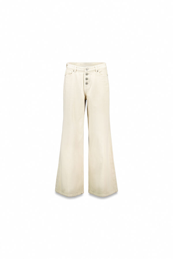 Slowlove Jeans de botões largos Ecru