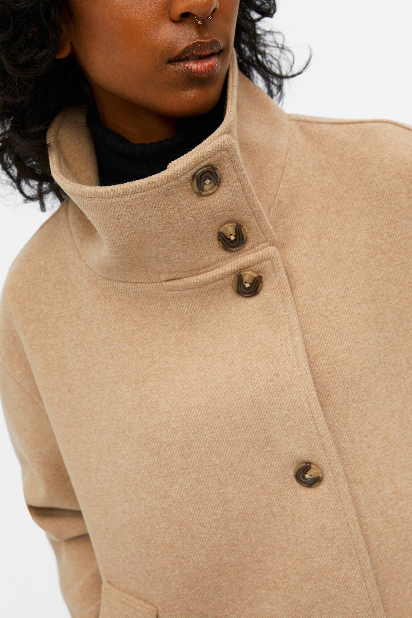 Short funnel neck coat on sale