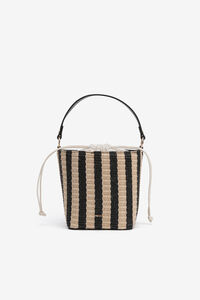 Cortefiel Two-tone straw-look bucket bag Black