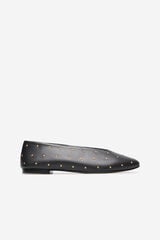 Cortefiel Studded leather ballerina Black