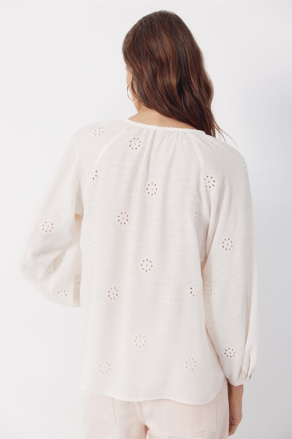 Cortefiel Embroidered blouse Ivory