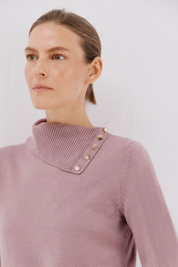 Cortefiel Button neck jumper Lilac