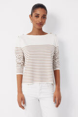 Cortefiel Striped button jumper Ivory