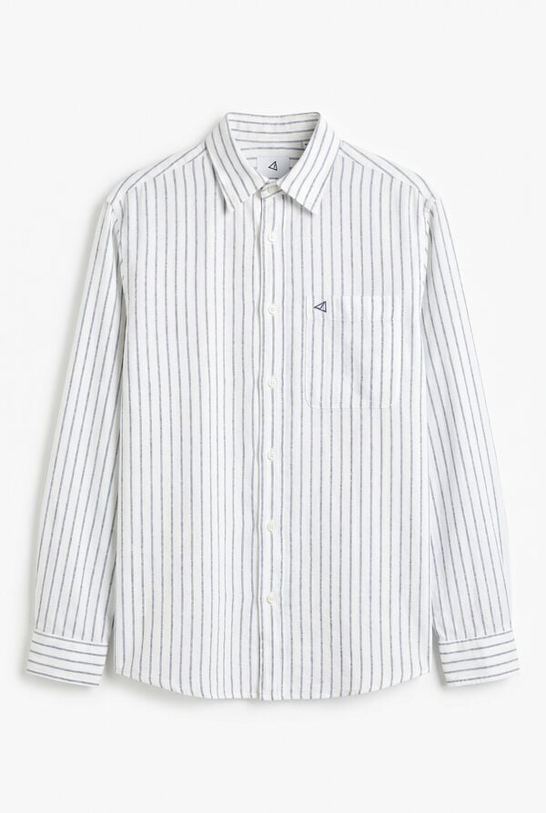 OOTO Camisa de linho de manga comprida &agrave;s riscas Branco
