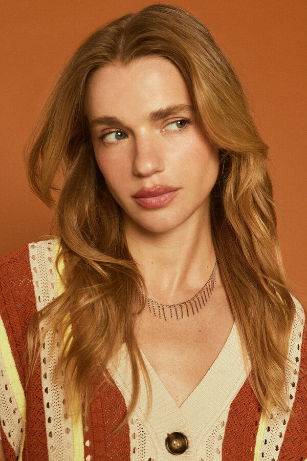 Slowlove Collar flecos cadena Gris