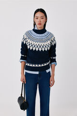 Cortefiel Positional jacquard jumper Navy