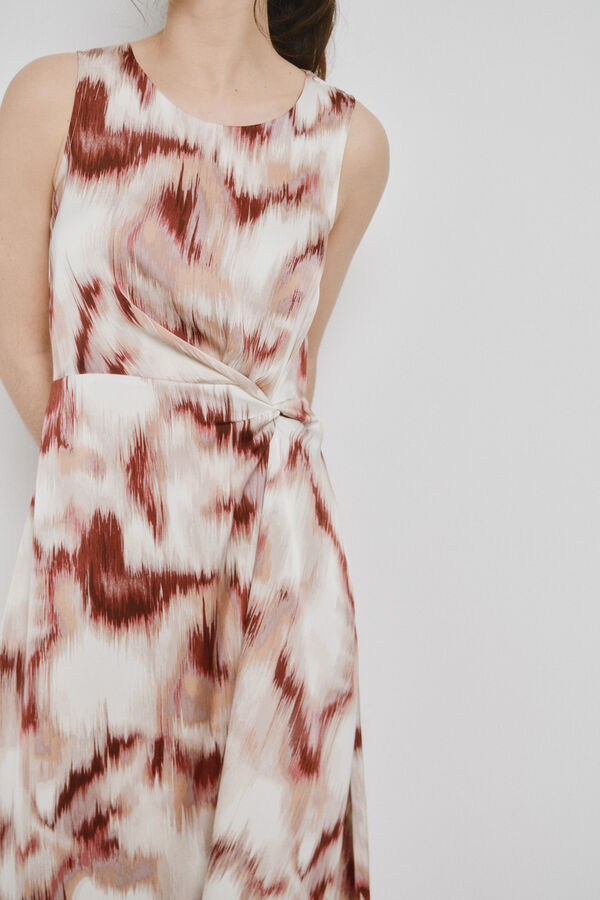 Vero Moda Vestido midi com gola redonda e detalhe de n&oacute; Castanho