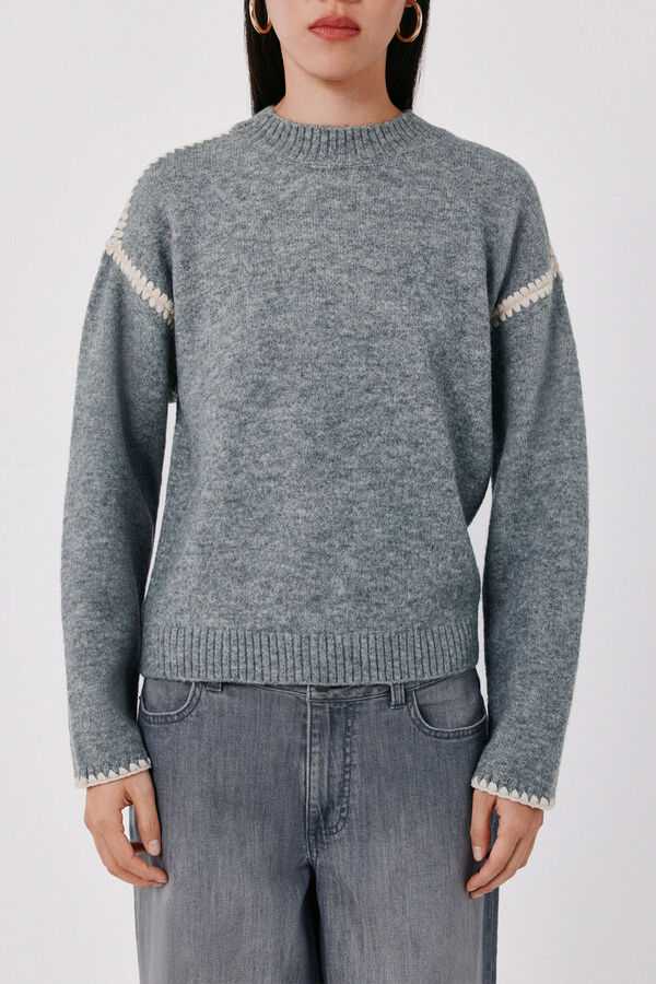 Cortefiel Perkins contrast jumper Grey