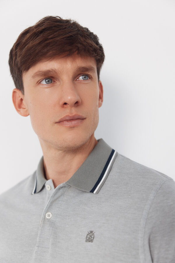 Cortefiel Oxford polo shirt Grey